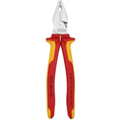 Knipex 1000V Insulated 225mm Chrome High Leverage Combination Pliers - 0206225
