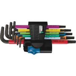 Wera 967/9 TX 9 Piece Multicolour BlackLaser Holding Function Torx L-Key Set - 05024179001
