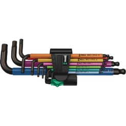 Wera 950/9 9 Piece Hex-Plus Multicolour BlackLaser Metric Hex L-Key Set - 05073593001