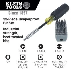 Klein Tools Magnetic Screwdriver With 32 Tamperproof Bits - 32510 -Hand Tool Shop 32510 003 82503.1697457774