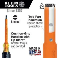 Klein Tools 2 Piece 1000V Insulated Slotted & Phillips Screwdriver Set - 33532-INS -Hand Tool Shop 33532 ins 003 64326.1697457782