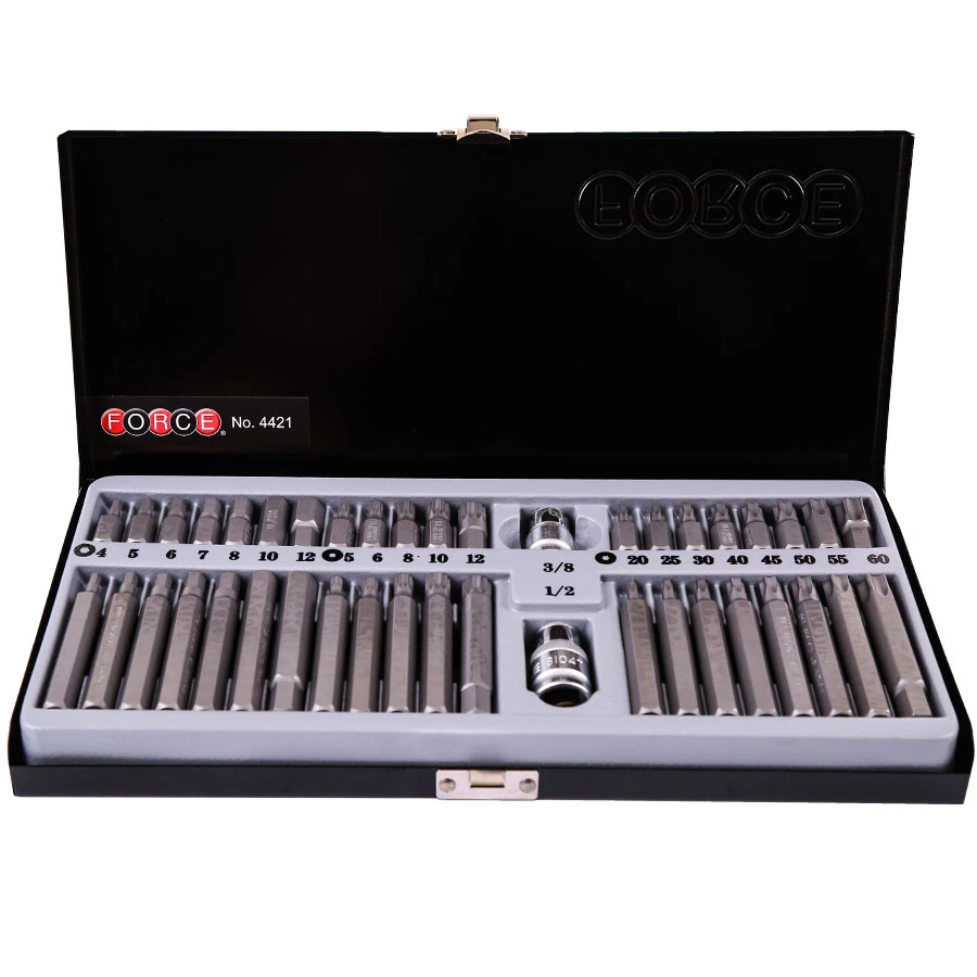 Force 42 Piece Assorted 1/2" & 3/8" Drive Torx & Hex Bits Set - 4421 1 Force 42 Piece Assorted 1/2" & 3/8" Drive Torx & Hex Bits Set - 4421