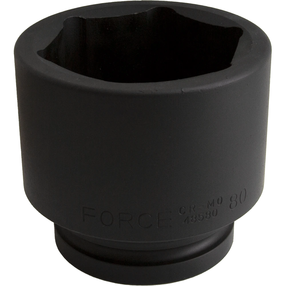 Force 80mm X 1" Drive Metric 6 Point Impact Socket - 48580 1 Force 80mm X 1" Drive Metric 6 Point Impact Socket - 48580