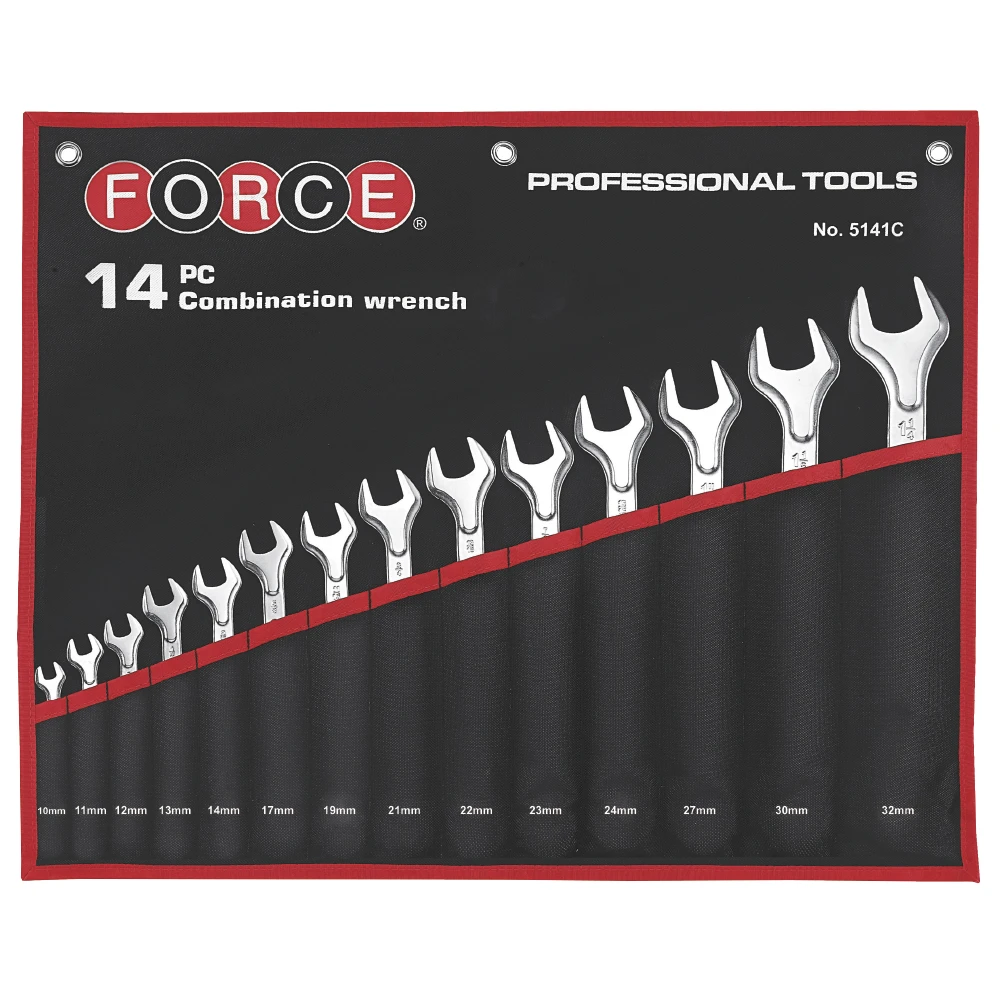 Force 14 Piece Metric Ring Open Ended Spanner Set - 5141C 1 Force 14 Piece Metric Ring Open Ended Spanner Set - 5141C