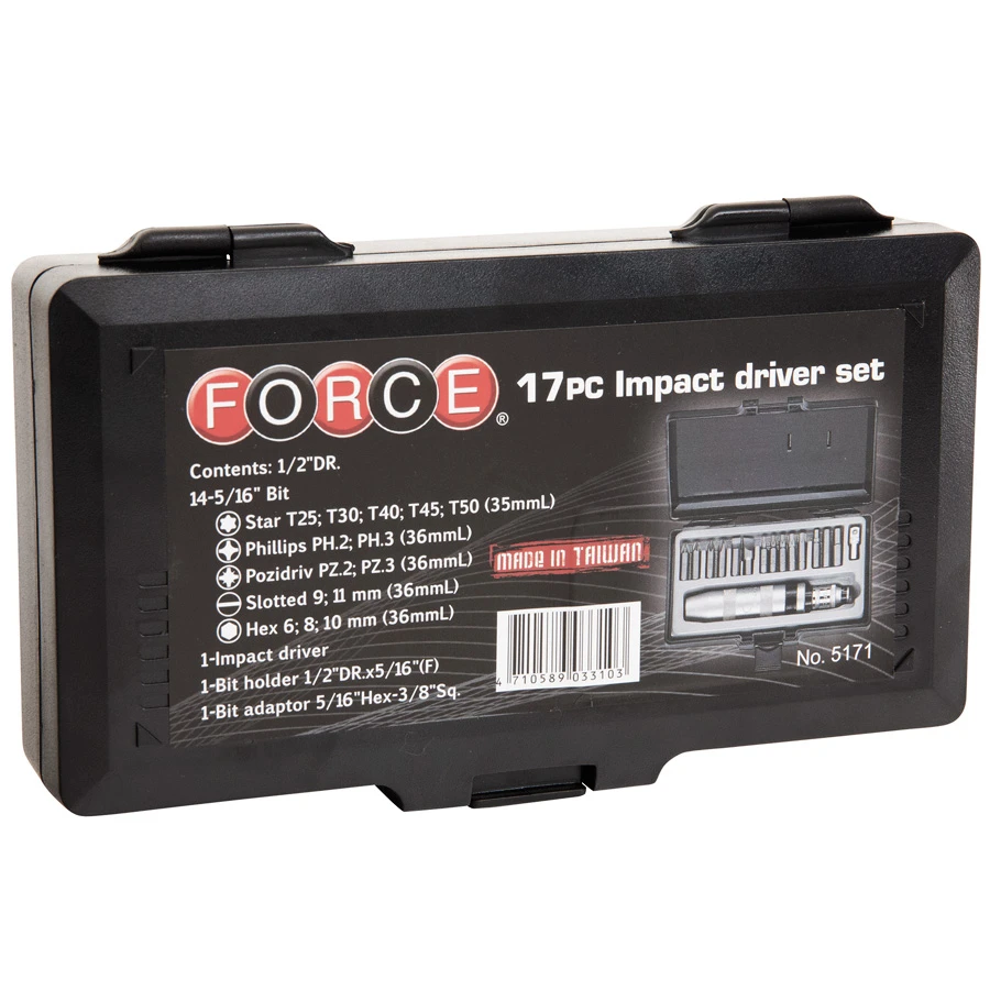 Force 17 Piece Impact Screwdriver Set In Case - 5171 2 Force 17 Piece Impact Screwdriver Set In Case - 5171 - Image 2