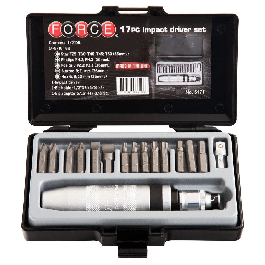 Force 17 Piece Impact Screwdriver Set In Case - 5171 3 Force 17 Piece Impact Screwdriver Set In Case - 5171 - Image 3