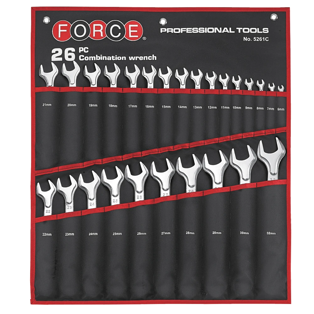 Force 26 Piece Metric Ring Open Ended Spanner Set - 5261C 1 Force 26 Piece Metric Ring Open Ended Spanner Set - 5261C