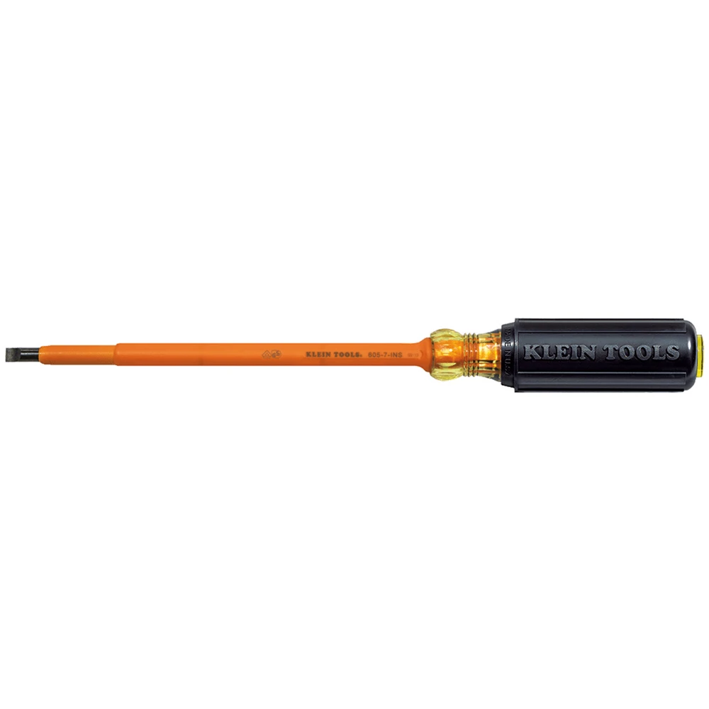 Klein Tools 6.4mm X 287mm Insulated Cabinet Tip Screwdriver - 605-7-INS 1 Klein Tools 6.4mm X 287mm Insulated Cabinet Tip Screwdriver - 605-7-INS