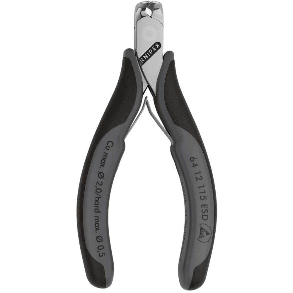 Knipex 115mm ESD Electronics End Cutting Nippers - 6412115ESD 1 Knipex 115mm ESD Electronics End Cutting Nippers - 6412115ESD