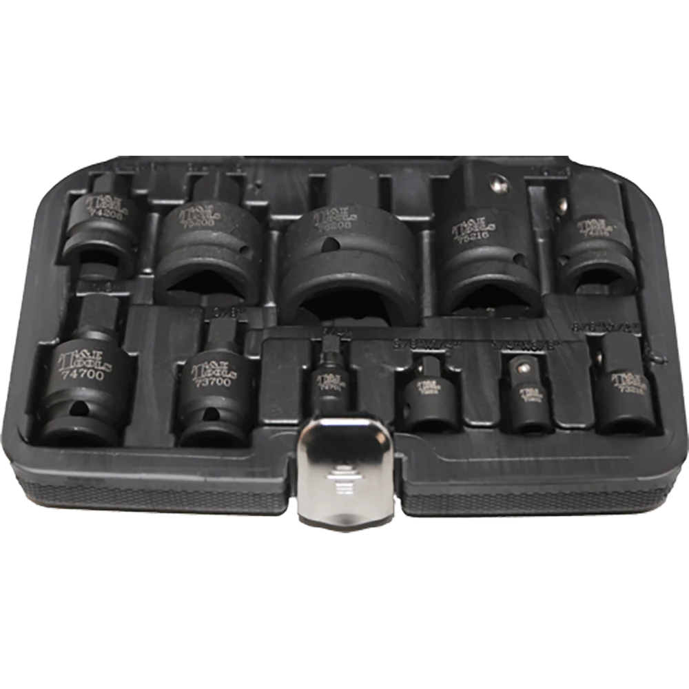 T&E Tools 11 Piece Impact Socket Adaptor & Universal Joint Set - 1/4" - 1" - 76348 1 T&E Tools 11 Piece Impact Socket Adaptor & Universal Joint Set - 1/4" - 1" - 76348