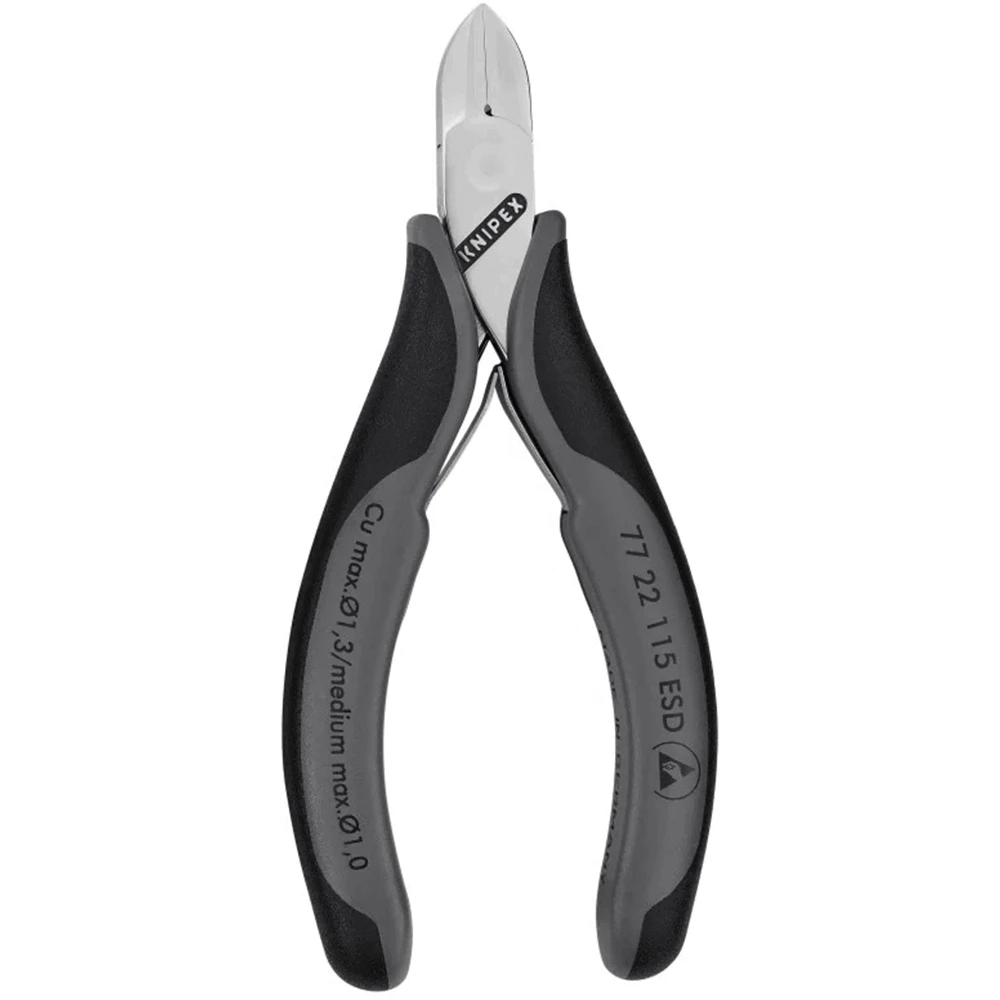 Knipex 115mm ESD Electronics Diagonal Cutters - 7722115ESD 1 Knipex 115mm ESD Electronics Diagonal Cutters - 7722115ESD