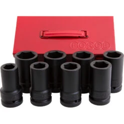 Force 1" Drive 8 Piece Metric Deep Impact Socket Set - 8081D
