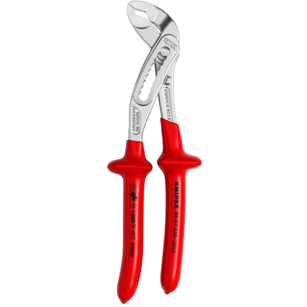 Knipex 1000V Insulated 250mm Chrome Alligator Water Pump Pliers - 8807250 1 Knipex 1000V Insulated 250mm Chrome Alligator Water Pump Pliers - 8807250