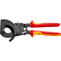 Knipex 1000V Insulated 250mm Ratchet Action Cable Cutters - 9536250