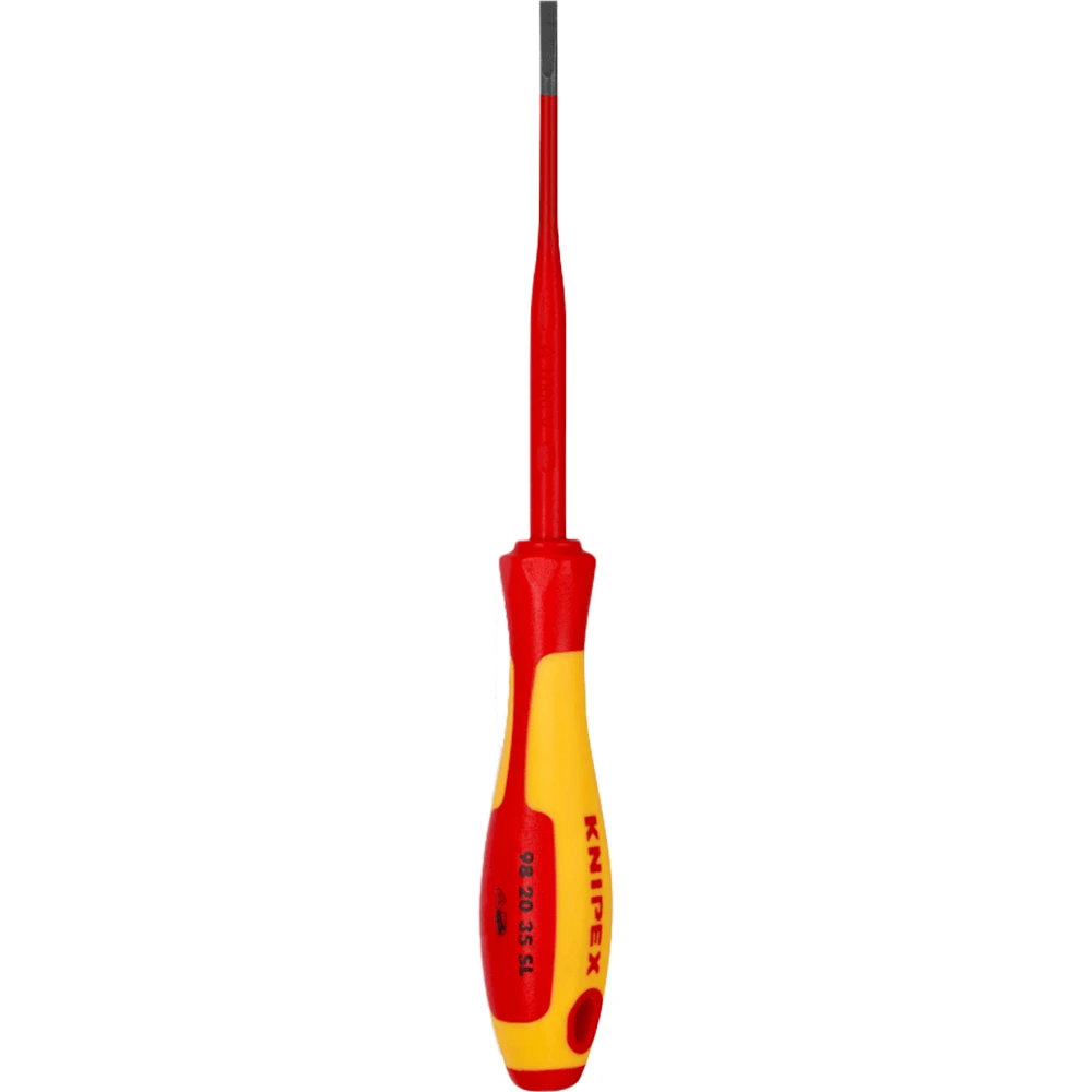 Knipex 1000V Insulated 3.5mm X 202mm Slotted Screwdriver - 982035SL 1 Knipex 1000V Insulated 3.5mm X 202mm Slotted Screwdriver - 982035SL