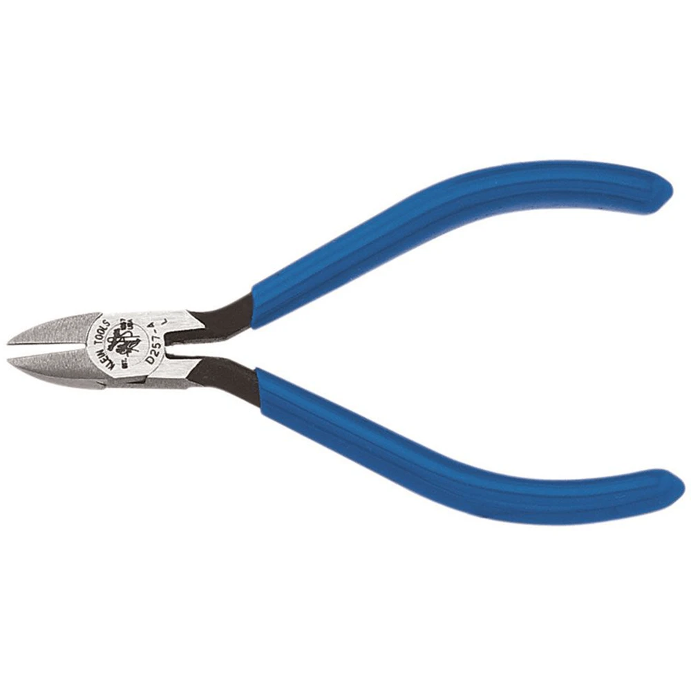 Klein Tools 108mm Tapered Nose Electronics Diagonal Cutting Pliers - D257-4 1 Klein Tools 108mm Tapered Nose Electronics Diagonal Cutting Pliers - D257-4
