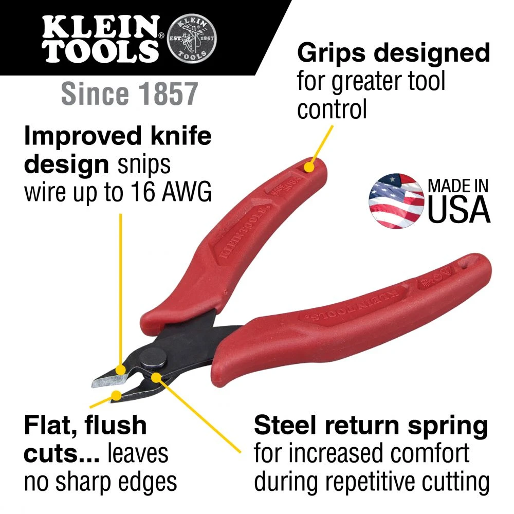 Klein Tools 127mm Lightweight Flush Cutter Diagonal Cutting Pliers - D275-5 2 Klein Tools 127mm Lightweight Flush Cutter Diagonal Cutting Pliers - D275-5 - Image 2