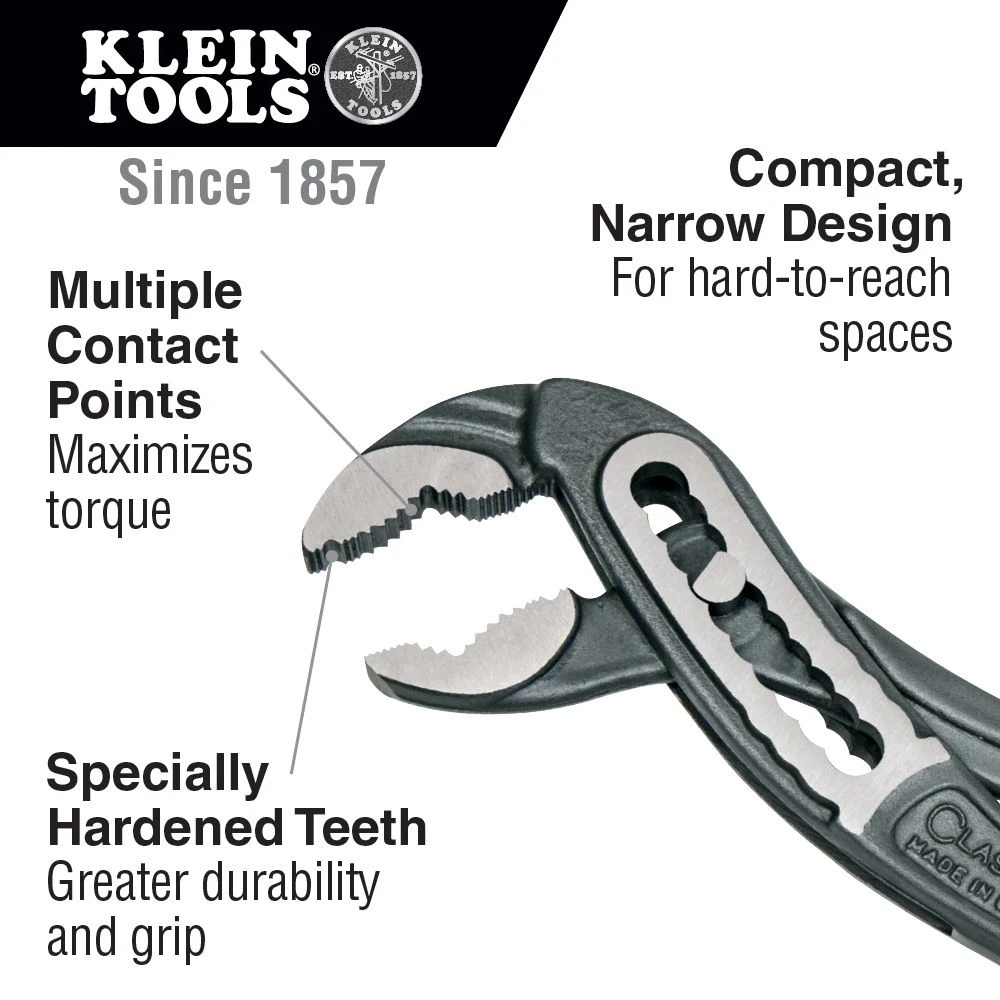 Klein Tools 187mm (7") Classic Klaw Pump Pliers - D504-7 2 Klein Tools 187mm (7") Classic Klaw Pump Pliers - D504-7 - Image 2