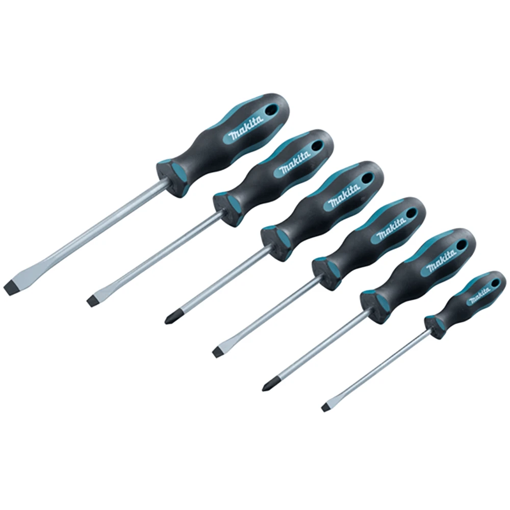 Makita 6 Piece Assorted Phillips & Slotted Screwdrivers Set - E-10506 1 Makita 6 Piece Assorted Phillips & Slotted Screwdrivers Set - E-10506