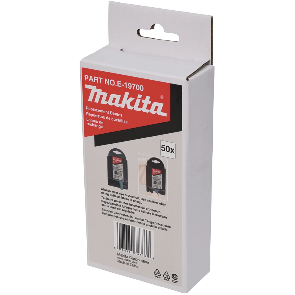Makita Replacement Utility Knife Blades - 50 Pack - E-19700 2 Makita Replacement Utility Knife Blades - 50 Pack - E-19700 - Image 2