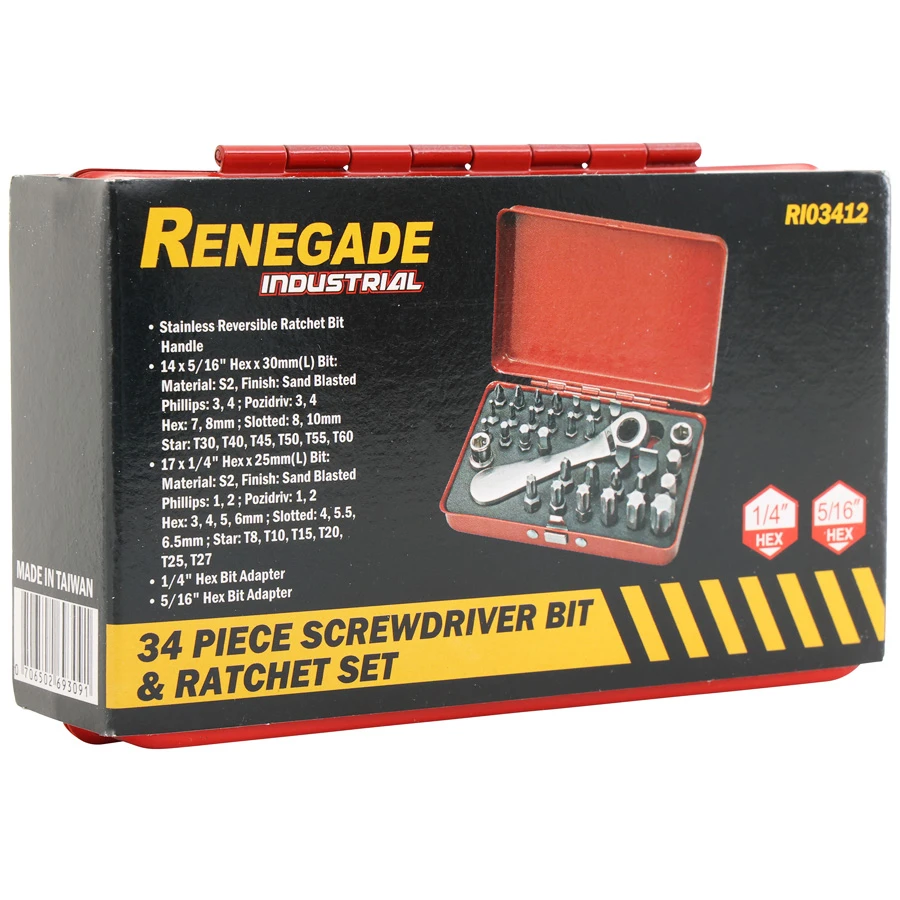 Renegade Industrial 34 Piece Ratchet Screwdrivers Set - RI03412 5 Renegade Industrial 34 Piece Ratchet Screwdrivers Set - RI03412 - Image 5