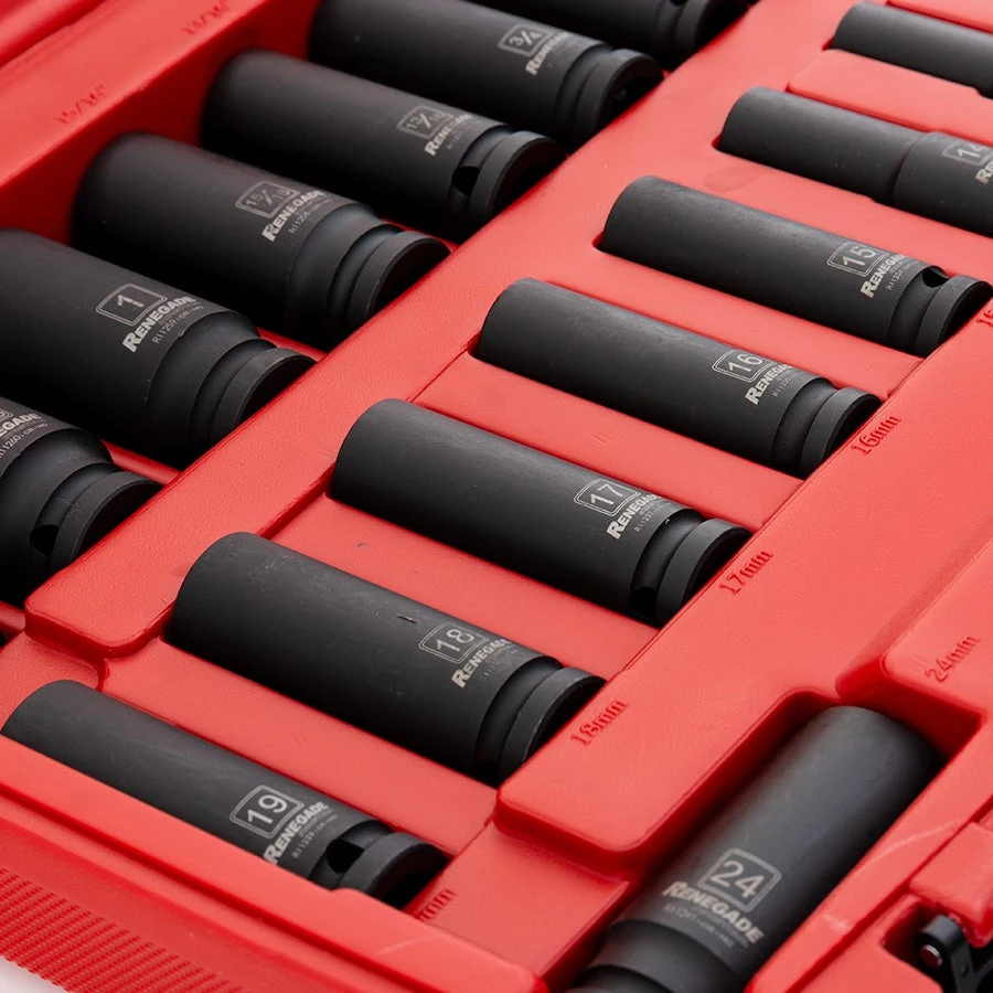 Renegade Industrial 1/2" Drive 42 Piece Impact Socket Set & Bonus RI11ISAS Adaptor Set - RIISS1242-11ISAS 4 Renegade Industrial 1/2" Drive 42 Piece Impact Socket Set & Bonus RI11ISAS Adaptor Set - RIISS1242-11ISAS - Image 4