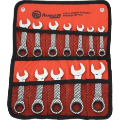 Renegade Industrial 12 Piece Metric Stubby Ratchet Spanner Set - RISR12PM -Hand Tool Shop risr12pm 14 92671.1697456705
