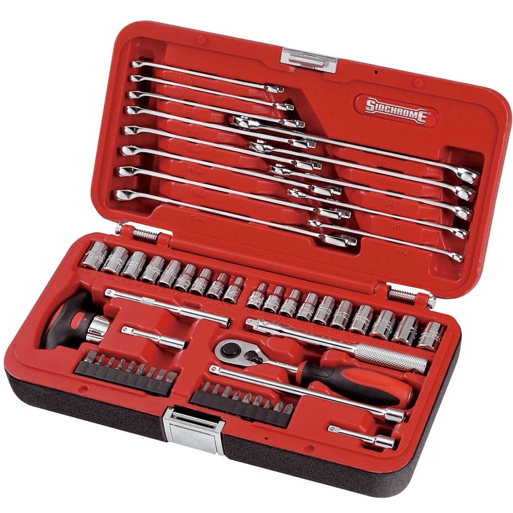 Sidchrome 57 Piece 1/4" Drive Metric/AF Socket & Spanner Set In BMC - SCMT10810 1 Sidchrome 57 Piece 1/4" Drive Metric/AF Socket & Spanner Set In BMC - SCMT10810