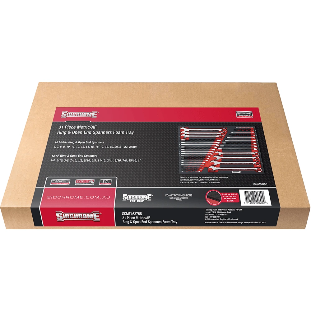 Sidchrome 31 Piece Metric/AF Spanner Set In Foam Tray - SCMT46375R 2 Sidchrome 31 Piece Metric/AF Spanner Set In Foam Tray - SCMT46375R - Image 2