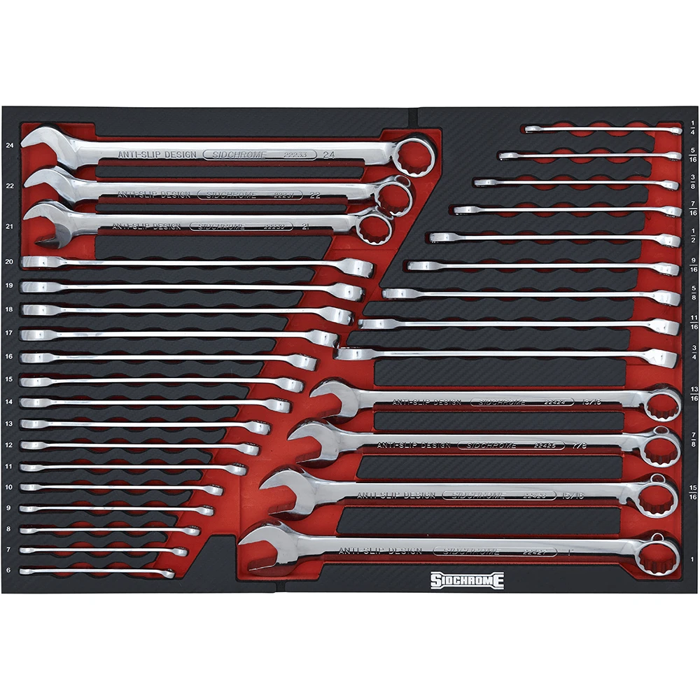 Sidchrome 31 Piece Metric/AF Spanner Set In Foam Tray - SCMT46375R 1 Sidchrome 31 Piece Metric/AF Spanner Set In Foam Tray - SCMT46375R