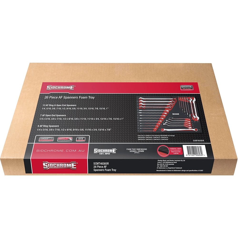 Sidchrome 26 Piece AF Spanner Set In Foam Tray - SCMT46385R 2 Sidchrome 26 Piece AF Spanner Set In Foam Tray - SCMT46385R - Image 2