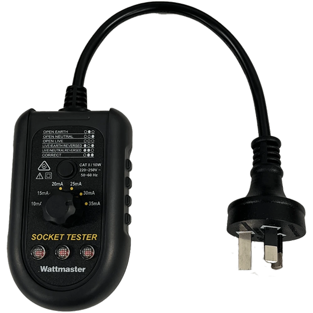 Wattmaster Socket Outlet Tester With RCD Trip Test - WATOUTTEST 1 Wattmaster Socket Outlet Tester With RCD Trip Test - WATOUTTEST