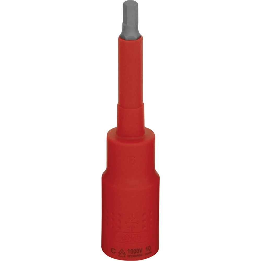 Wattmaster 6mm X 1/2" Drive 120mm 1000V Insulated Hex Socket Bit - WATVDE12-4H06 1 Wattmaster 6mm X 1/2" Drive 120mm 1000V Insulated Hex Socket Bit - WATVDE12-4H06